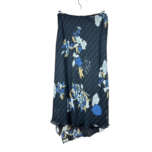 VTG 90s Y2K Women’s Midi Skirt Dark Floral Asymmetrical Hem Made in USA Medium - Picture 1 of 7